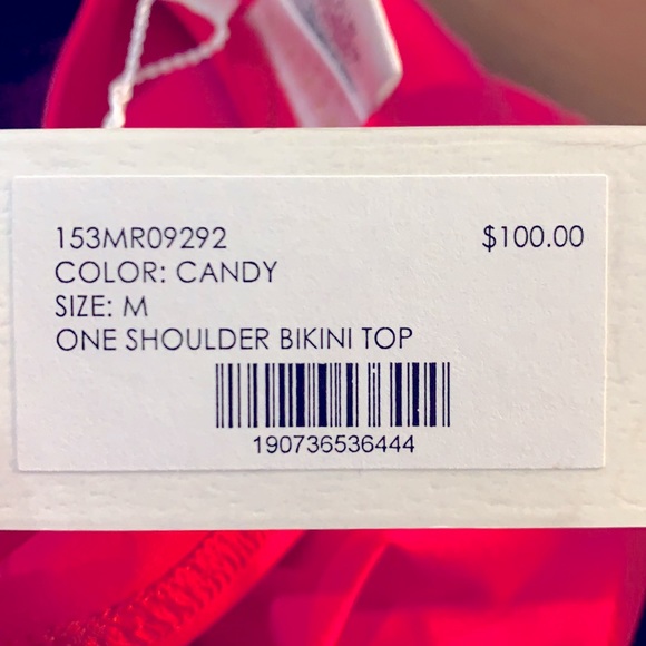 MILLY CABANA - Solid one-shoulder bikini top in Candy, size Md - NWT! - Picture 3 of 3